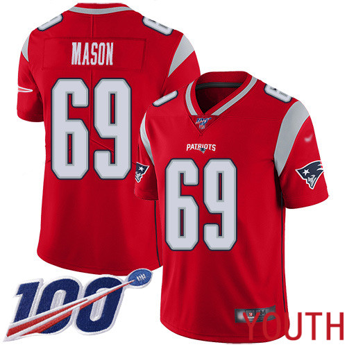 New England Patriots Football #69 100th Season Inverted Legend Limited Red Youth Shaq Mason NFL Jersey
